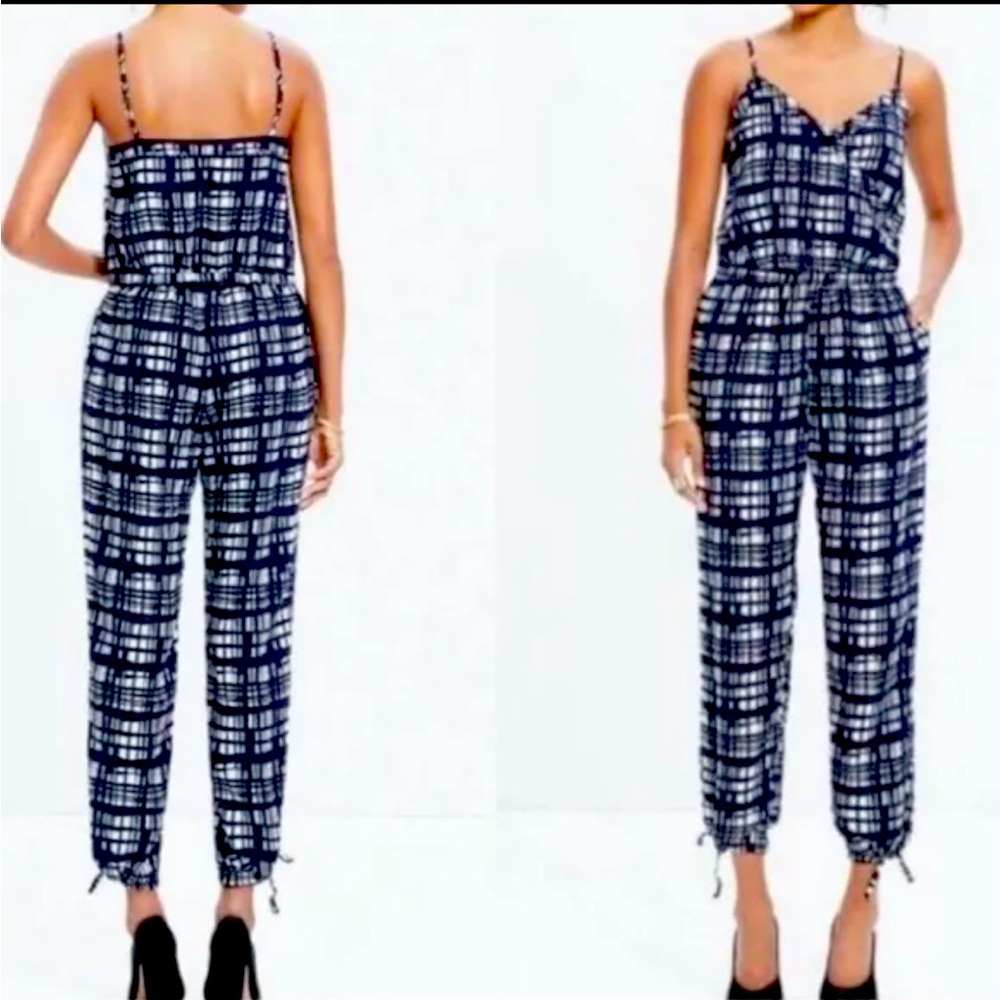 Madewell brushstroke plaid faux wrap jumpsuit size medium